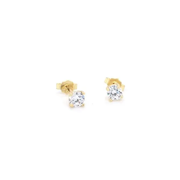 Sterling Silver Gold-Plated 4mm Round CZ Stud Blocher Jewelers Ellwood City, PA