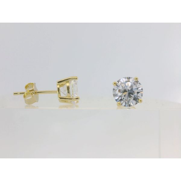Gold Plated 7MM CZ Stud Earrings Blocher Jewelers Ellwood City, PA