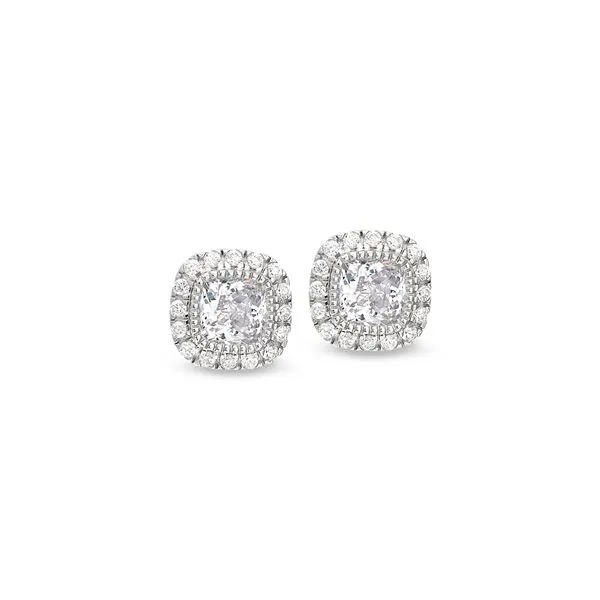 Platinum Finish Sterling Silver Micropave Simulated Diamond Earrings with Simulated Diamonds Blocher Jewelers Ellwood City, PA