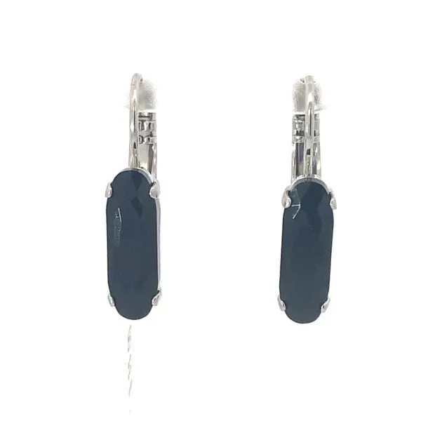 Mariana Leverback Jet Black Oval Earrings, Rhodium Plated Blocher Jewelers Ellwood City, PA