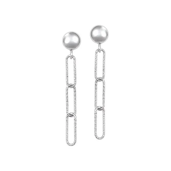 Sterling Silver 3 Diamond Cut Paperclip Link Drop Blocher Jewelers Ellwood City, PA