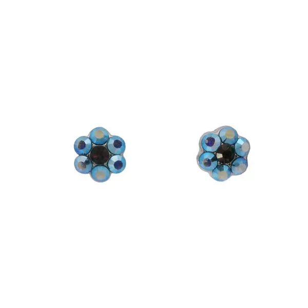 Mariana Dark Aurora Borealis Flower Stud Earrings Blocher Jewelers Ellwood City, PA