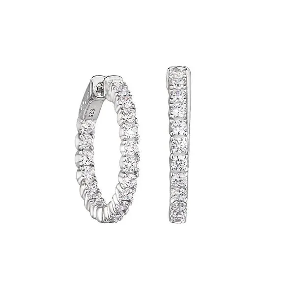 Sterling Silver Medium Inside-Out Hoops With Simulated Diamonds Blocher Jewelers Ellwood City, PA
