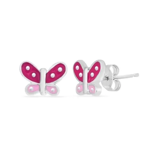 Silver Enamel Butterfly Studs Blocher Jewelers Ellwood City, PA