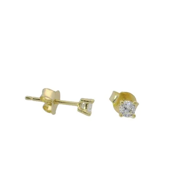 Gold Plated Sterling Silver CZ Stud Earrings Blocher Jewelers Ellwood City, PA
