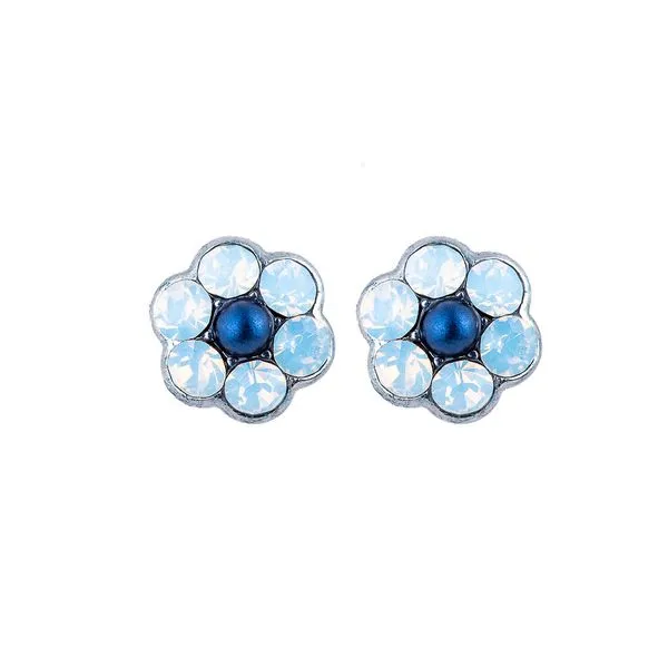 Silver Mood Indigo Flower Stud Earrings Blocher Jewelers Ellwood City, PA