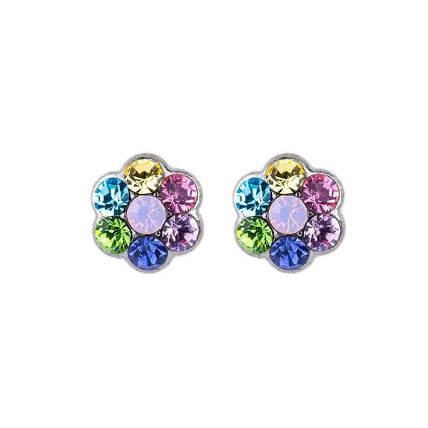 Silver Rainbow Flower Stud Earrings Blocher Jewelers Ellwood City, PA