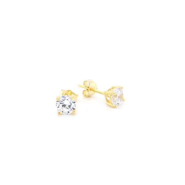 Gold-Plated Sterling Silver CZ Stud Earrings Blocher Jewelers Ellwood City, PA