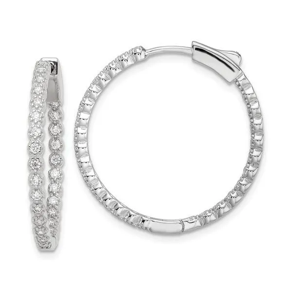 Sterling Silver CZ Inside Out Hinged Hoop Earrings Blocher Jewelers Ellwood City, PA