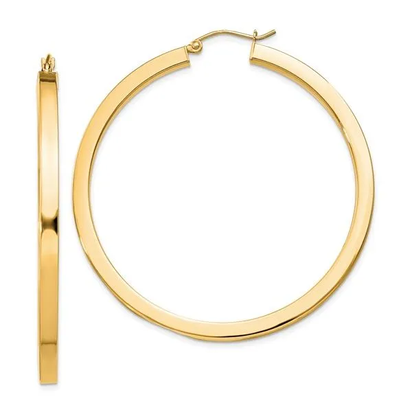 Sterling Silver Gold Plated Square Tube Hoop Earrings 50mm Blocher Jewelers Ellwood City, PA