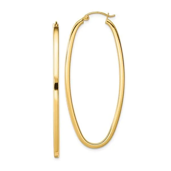 Sterling Silver Gold Plated Square Tube Oval Hoop Earrings 52mm Blocher Jewelers Ellwood City, PA