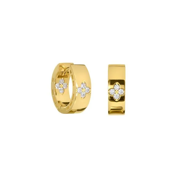 Gold Plated Sterling Silver Clover Huggie Hoop Earrings Blocher Jewelers Ellwood City, PA
