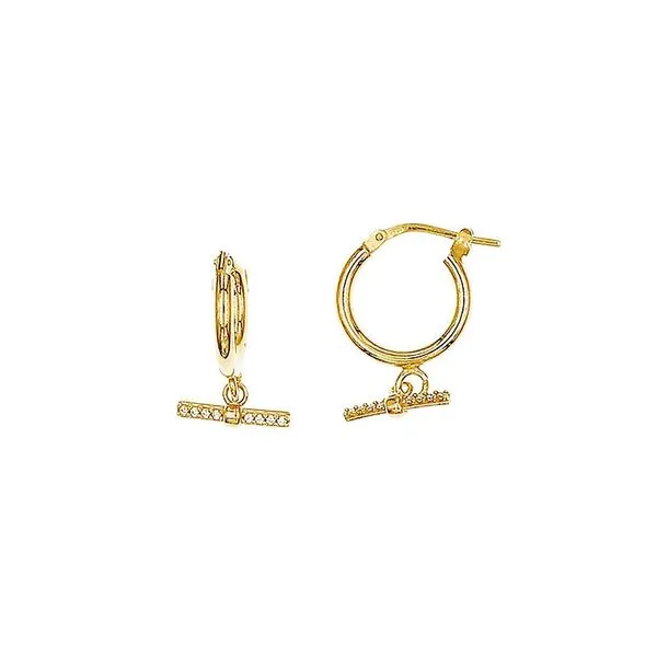 Gold-Plated Sterling Silver Hoops with Toggle Drop Earrings Blocher Jewelers Ellwood City, PA