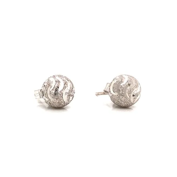 Sterling Silver 8mm Diamond Cut Bead Earrings Blocher Jewelers Ellwood City, PA