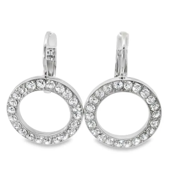 Mariana Circle Leverback Earrings with Clear Stones Blocher Jewelers Ellwood City, PA
