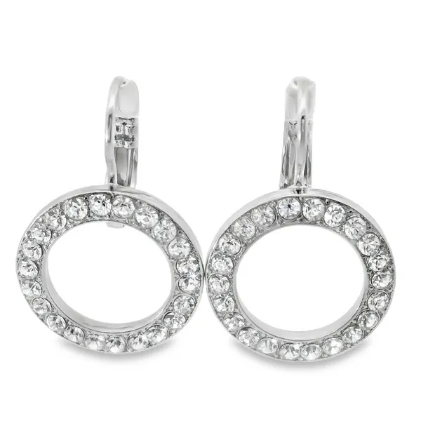 Mariana Circle Leverback Earrings with Clear Stones Blocher Jewelers Ellwood City, PA