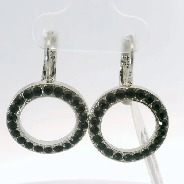 Mariana Circle Leverback Earrings with Black Stones Blocher Jewelers Ellwood City, PA