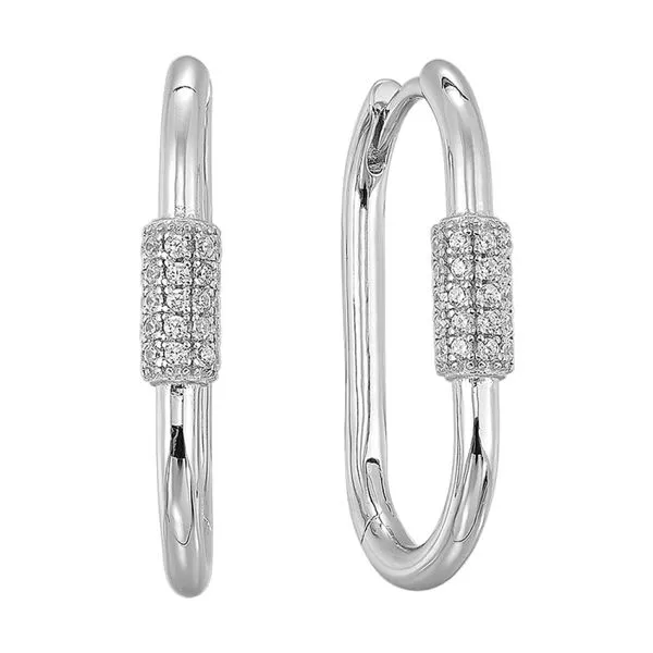 Sterling Silver Oval Earrings with CZ's Blocher Jewelers Ellwood City, PA