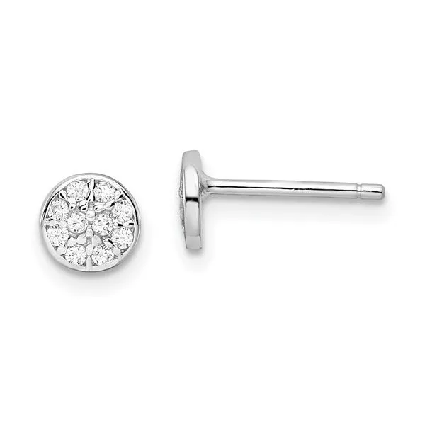 Sterling Silver Rhodium-plated Polished Pave CZ Circle Post Earrings Blocher Jewelers Ellwood City, PA