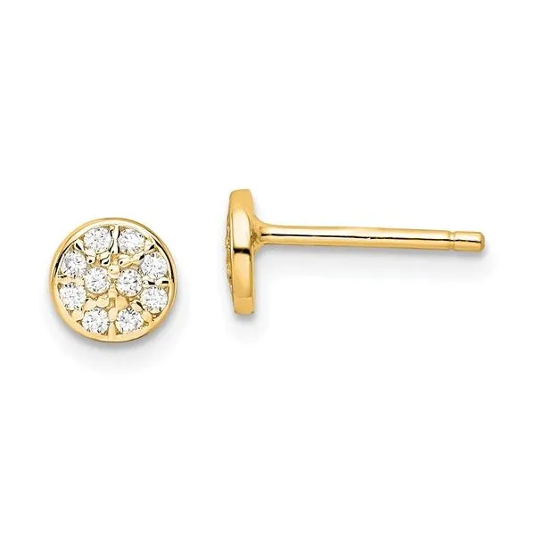 Sterling Silver Gold-plated Polished Pave CZ Circle Post Earrings Blocher Jewelers Ellwood City, PA