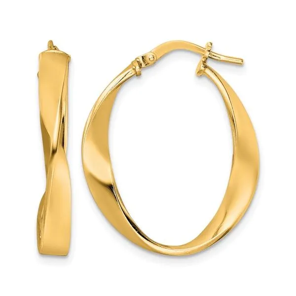 Leslie's Sterling Silver Gold-plated Polished Oval Twisted Hoop Earrings Blocher Jewelers Ellwood City, PA
