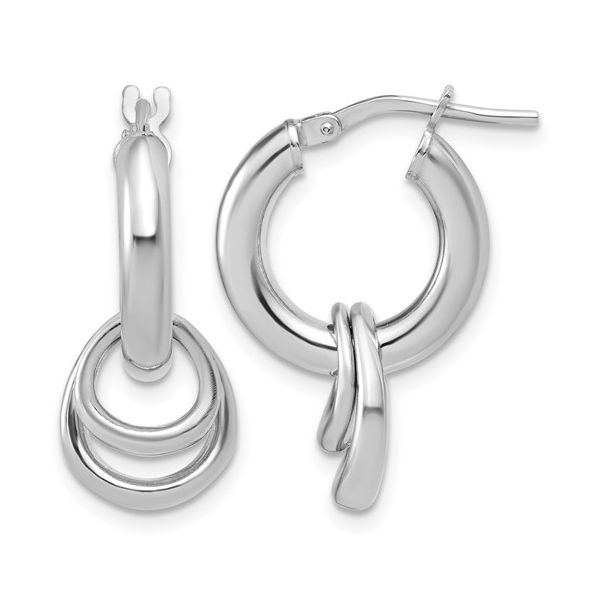 Leslie's Sterling Silver RH-plated Polished Circle Dangle Hoop Earrings 22mm Blocher Jewelers Ellwood City, PA