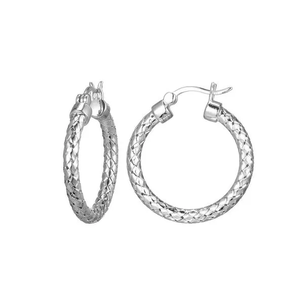 Sterling Silver Small Mesh Hoop Earring Blocher Jewelers Ellwood City, PA