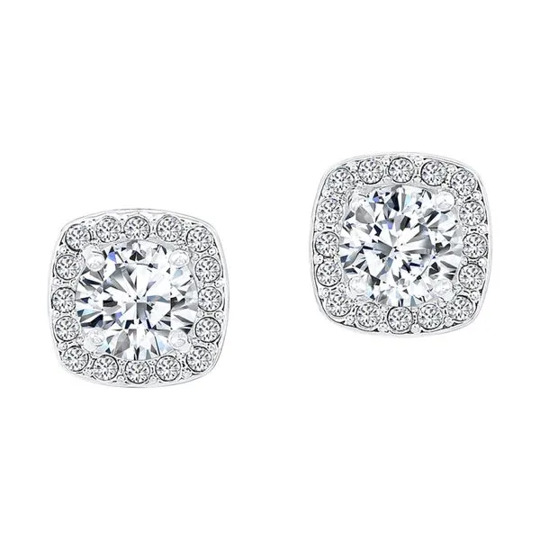 Sterling Silver Round CZ with CZ Halo Studs Blocher Jewelers Ellwood City, PA