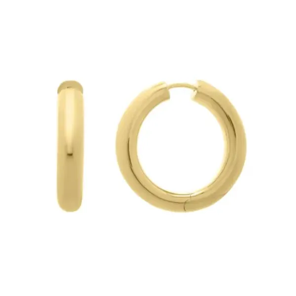 Sterling Silver (14K Yellow Gold Plated) Round Hoop with Snap Clasp. Blocher Jewelers Ellwood City, PA