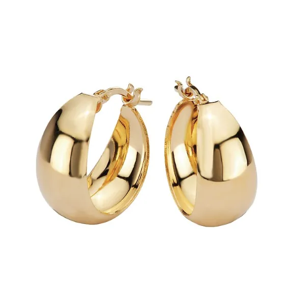 Sterling Silver with 14K GP 17mm Round Hoop Earrings. Graduating Dome Shape, 1.5 X 9mm With Snap Bar Closure Blocher Jewelers Ellwood City, PA