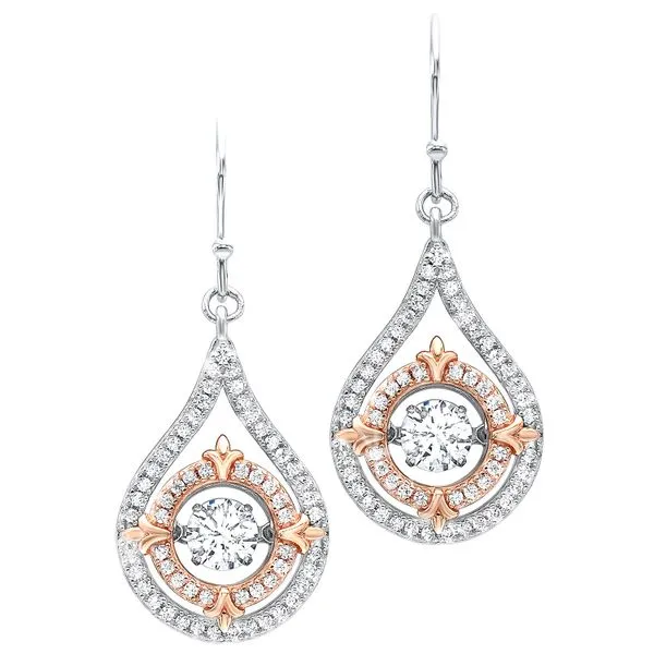 SS Two-Tone CZ Dangle Earrings Blocher Jewelers Ellwood City, PA