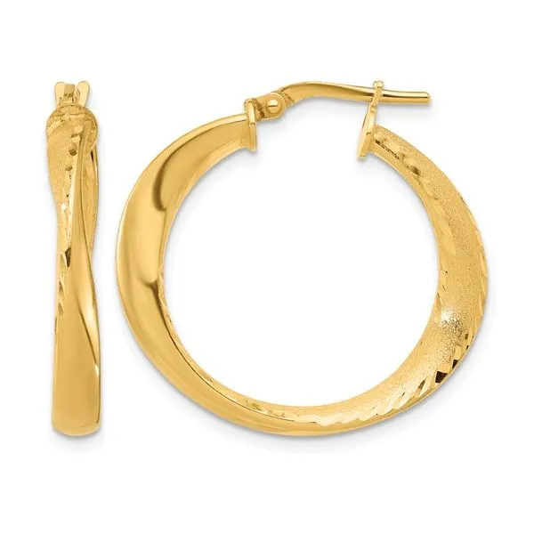 Leslie's Sterling Silver Gold-plated Polished Hoop Earrings 26.66mm Blocher Jewelers Ellwood City, PA