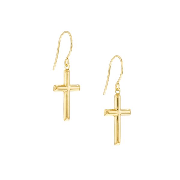 Sterling Silver GP Cross Dangle Earrings on Fish Hook Blocher Jewelers Ellwood City, PA