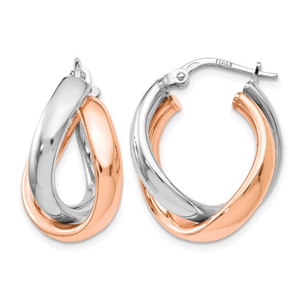 Sterling Silver Rose Gold-Plated Double Hoop Earrings Blocher Jewelers Ellwood City, PA