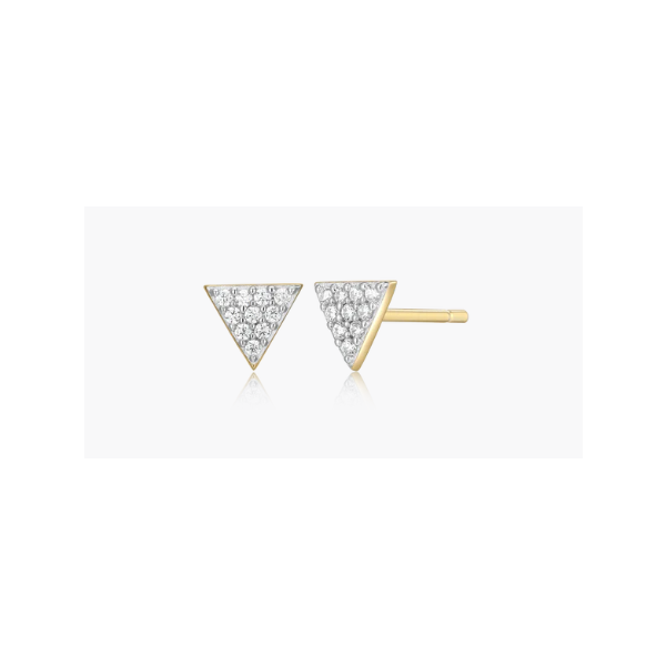 1/10ctw LG Diamond Triangle Stud Earrings in 14K Yellow Gold-Plated Sterling Silver, G/H, SI Blocher Jewelers Ellwood City, PA