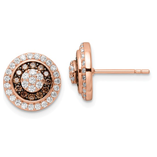 Sterling Silver Rose-Tone Black Rhodium-Plated CZ Fancy Post Earrings Blocher Jewelers Ellwood City, PA