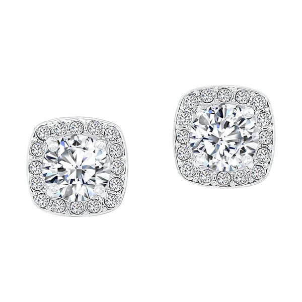Sterling Silver CZ Halo Studs with a Round Center Blocher Jewelers Ellwood City, PA