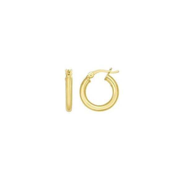 Gold Plated Round Tube Hoop Earrings 10 x 2mm Blocher Jewelers Ellwood City, PA