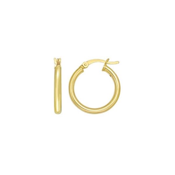 Gold Plated Round Tube Hoop Earring 15 x 2mm Blocher Jewelers Ellwood City, PA