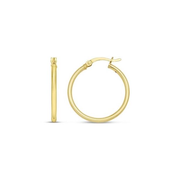 Gold Plated Round Tube Hoop Earrings 20 x 2mm Blocher Jewelers Ellwood City, PA