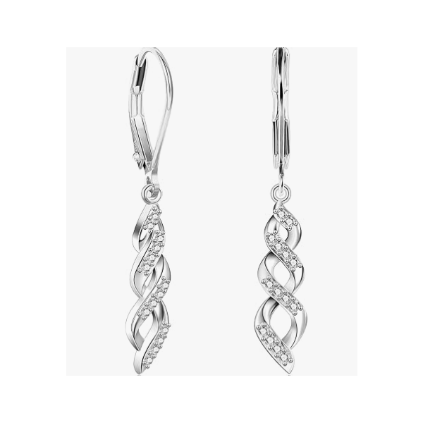 Sterling Silver CZ Infinity Leverback Earrings Blocher Jewelers Ellwood City, PA