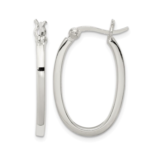 Sterling Silver 2.00mm Square Tube Oval Hoop Earrings Blocher Jewelers Ellwood City, PA