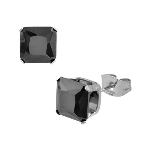 Black Square CZ Prong Set Stud Earrings Blocher Jewelers Ellwood City, PA