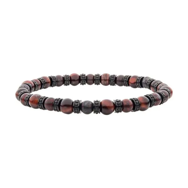Black Steel Disk and Stone Bead Bracelet Blocher Jewelers Ellwood City, PA
