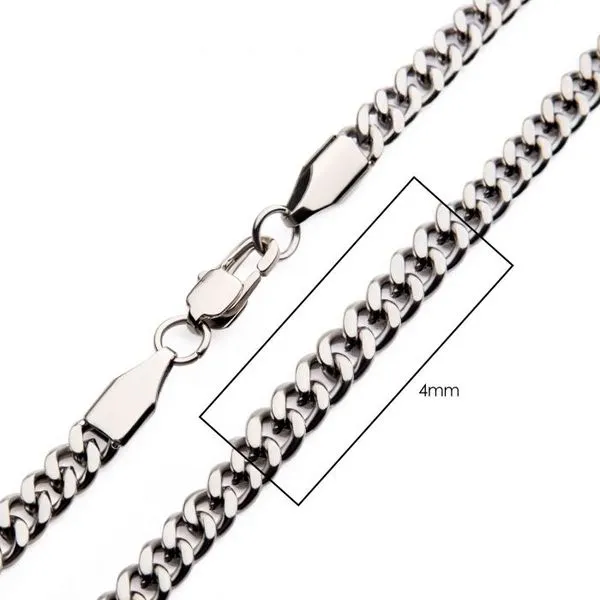 4mm Stainless Steel Diamond Cut Curb Chain Necklace 22