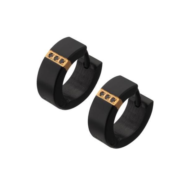 Black IP Steel Matte Finish Kraken Huggie Earrings with 1mm Geniune Black Sapphire Gem Blocher Jewelers Ellwood City, PA