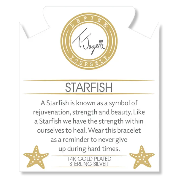 TJZ Gold Charm Collection - Aqua Fire Agate Gemstone Bracelet with Starfish Gold Charm Image 2 Blocher Jewelers Ellwood City, PA