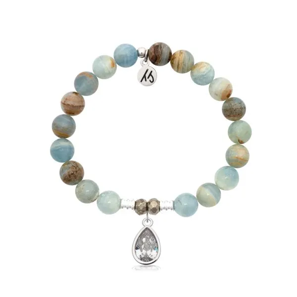 Blue Calcite Bead Bracelet with Sterling Silver 