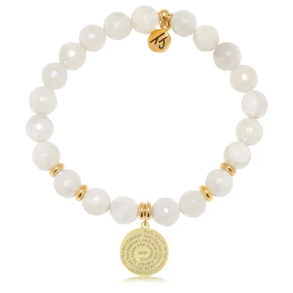 Madagascar Quartz Gemstone Bracelet with Gold-Plated "Serenity Prayer" Charm Blocher Jewelers Ellwood City, PA