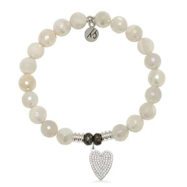 Moonstone Gemstone Bracelet with You Are Loved Sterling Silver Charm Blocher Jewelers Ellwood City, PA